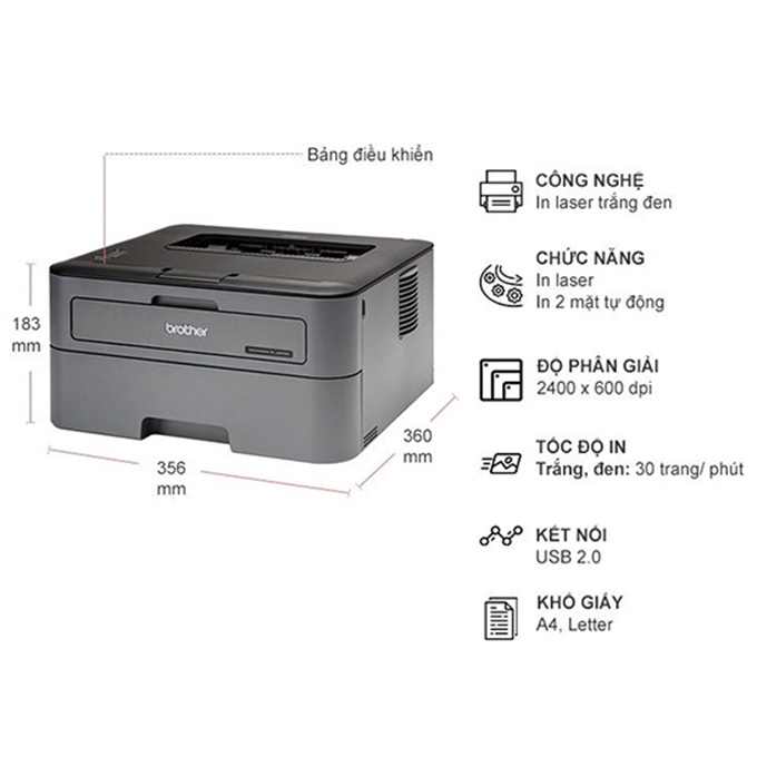 Máy in 2 mặt laser Brother HL-L2321d - Ảnh 4